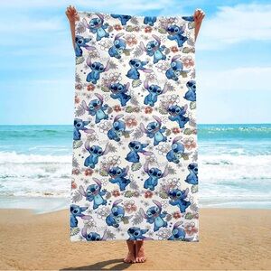 Stitch Quick Dry Beach Towel with Hawaiian Floral Design